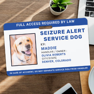 Tarjeta De Identificación Perro de Servicio de Alerta de Crisis Epilépticas