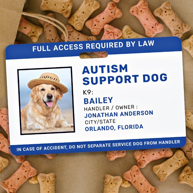 Tarjeta De Identificación Perro de servicio foto personalizada autismo de ap (Subido por el creador)