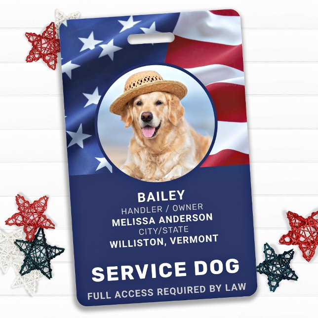 Tarjeta De Identificación Perro de Servicio Patriótico Foto ID Bandera Ameri (Subido por el creador)