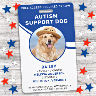 Tarjeta De Identificación Perro de Servicio Perro de Apoyo Personalizado par