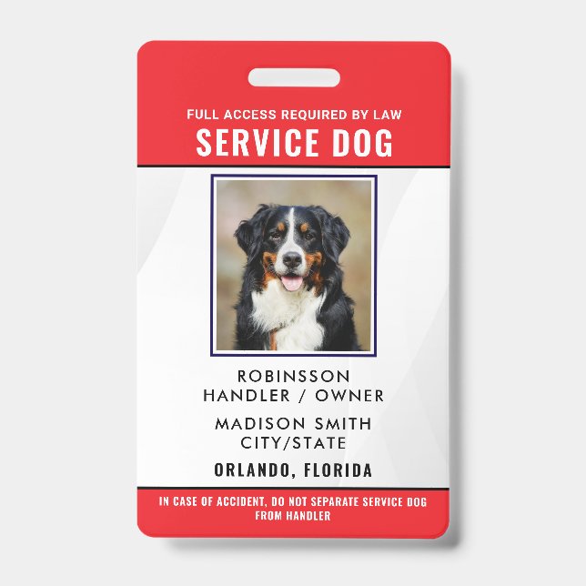 Tarjeta De Identificación Perro de Servicio Personalizado (Parte frontal)