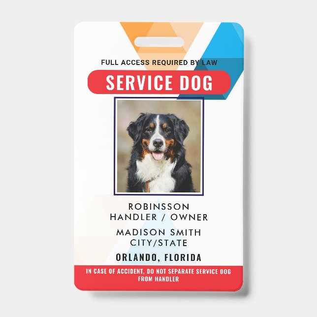 Tarjeta De Identificación Perro de servicio personalizado (Parte frontal)