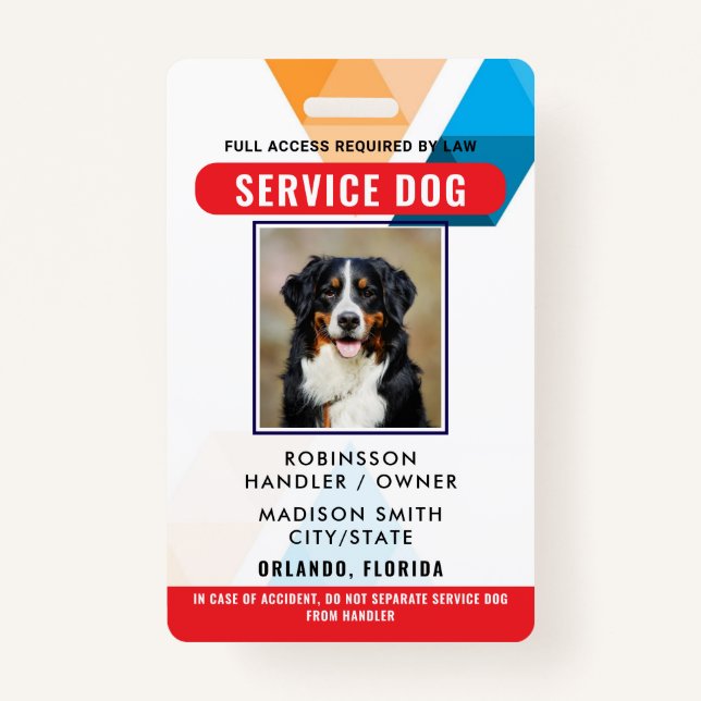 Tarjeta De Identificación Perro de servicio personalizado (Anverso)