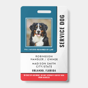 Tarjeta De Identificación Perro de servicio personalizado