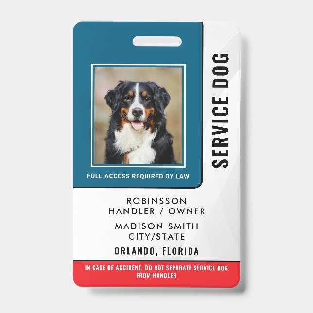 Tarjeta De Identificación Perro de servicio personalizado (Parte frontal)