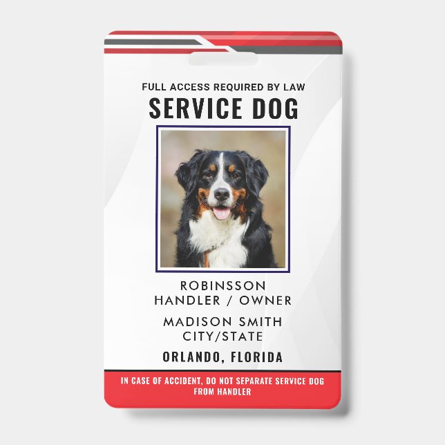 Tarjeta De Identificación Perro de Servicio Personalizado (Parte frontal)