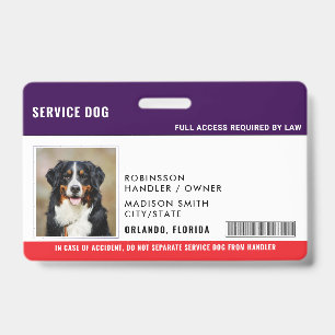 Tarjeta De Identificación Perro de Servicio Personalizado