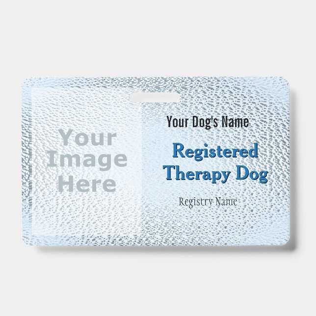 Tarjeta De Identificación Perro de Terapia Registrado - Insignia Azul Claro (Parte frontal)