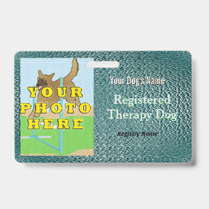 Tarjeta De Identificación Perro de Terapia Registrado - Insignia Verde Oscur