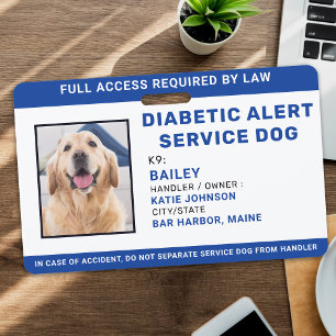 Tarjeta De Identificación Perro del Servicio de Alerta Diabética Fotográfica