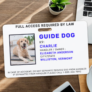 Tarjeta De Identificación Perro del servicio de guía fotográfica personaliza