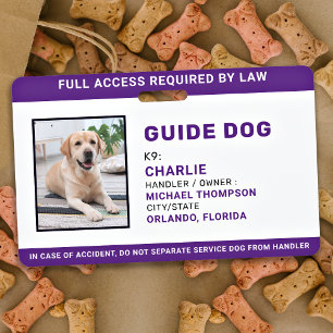 Tarjeta De Identificación Perro Guía ID Personalizado Servicio Simple Foto P
