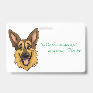 Tarjeta De Identificación Perro pastor alemán de dibujos animados