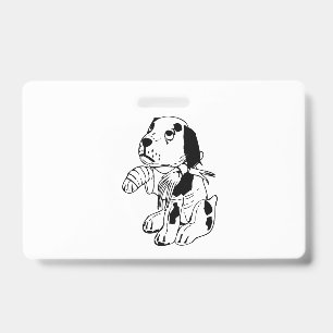 Tarjeta De Identificación Perro Triste Con Pierna Rota