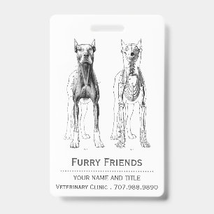 Tarjeta De Identificación Perros Anatómicos Veterinarios Realistas