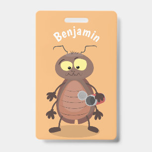 Tarjeta De Identificación Personaje de dibujos animados de cucaracha linda y