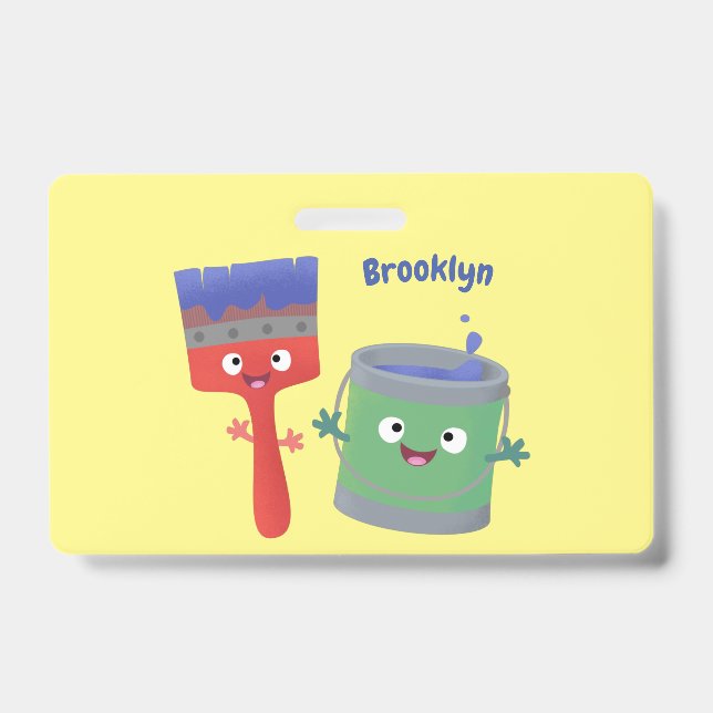 Tarjeta De Identificación Personajes de pincel y dibujos animados (Parte frontal)