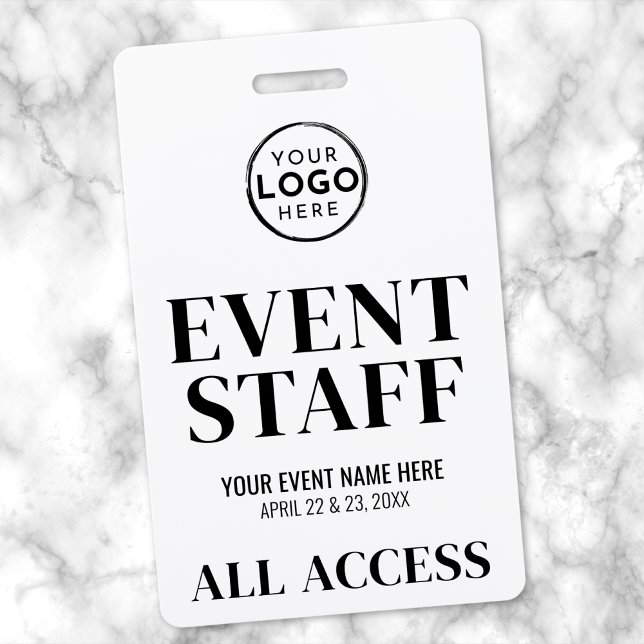 Tarjeta De Identificación Personal de Evento de Acceso Total con Logo (Logo All Access Event Staff Badge)