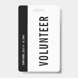 Tarjeta De Identificación Personal de Evento Negro y Blanco con Acceso Total