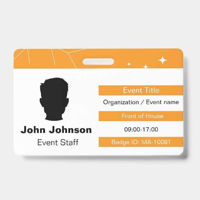 Tarjeta De Identificación Personal del evento (Parte frontal)