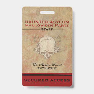 Tarjeta De Identificación Personal del evento de Halloween del Asilo Embruja
