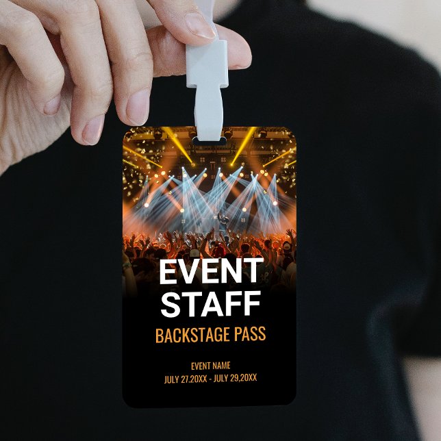 Tarjeta De Identificación Personal del evento de traspaso de eventos de músi (Music Event Backstage Pass Event Staff Badge)