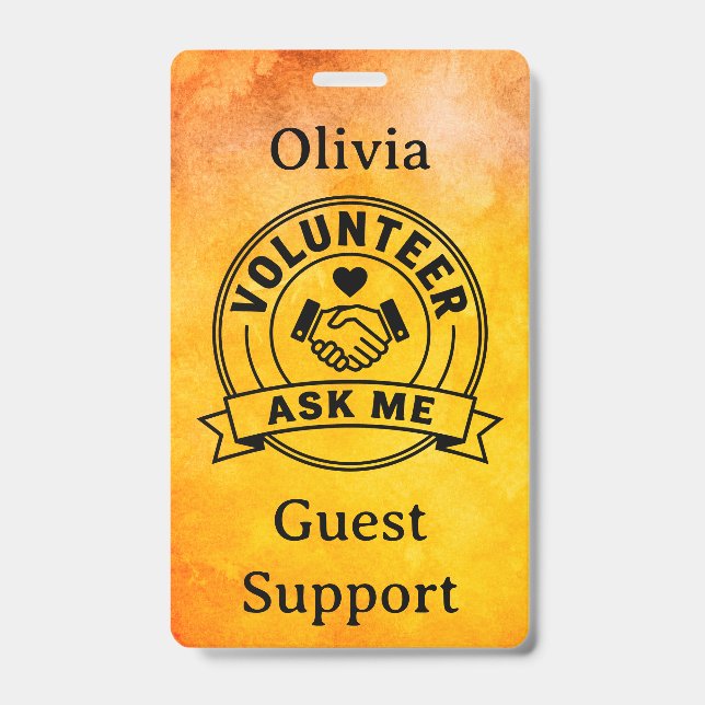 Tarjeta De Identificación Personal del Evento de Voluntariado Personalizado (Parte frontal)