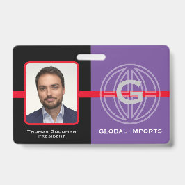 Tarjeta De Identificación Personal Moderno de Monograma Global