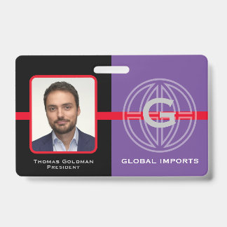 Tarjeta De Identificación Personal Moderno de Monograma Global