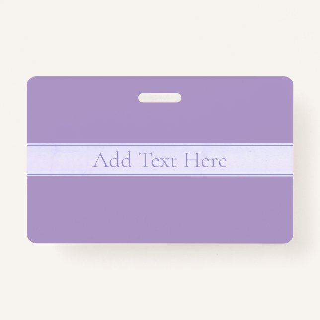 Tarjeta De Identificación Personalizable Elegante Lavanda Ligera Púrpura (Anverso)