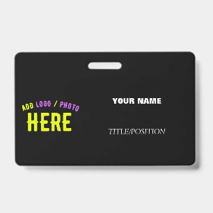 TARJETA DE IDENTIFICACIÓN PERSONALIZABLE MODERNO ESTILO NEGRO VERIFICADO MAR