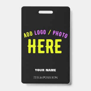 TARJETA DE IDENTIFICACIÓN PERSONALIZABLE MODERNO ESTILO NEGRO VERIFICADO MAR