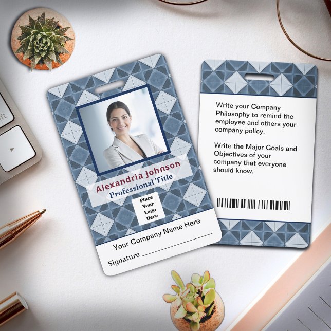 Tarjeta de identificación personalizada con foto,  (Employee Photo Name Bar Code Logo ID Card Custom Badge is great for your employees. )