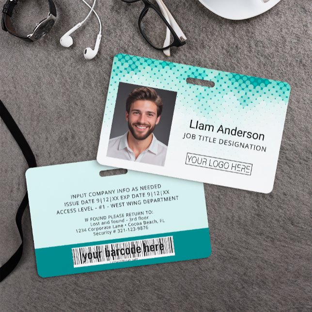Tarjeta de identificación personalizada con gradie (Custom Employee Photo Badge)