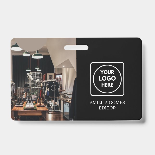 Tarjeta de identificación personalizada negra | Ta (Parte frontal)