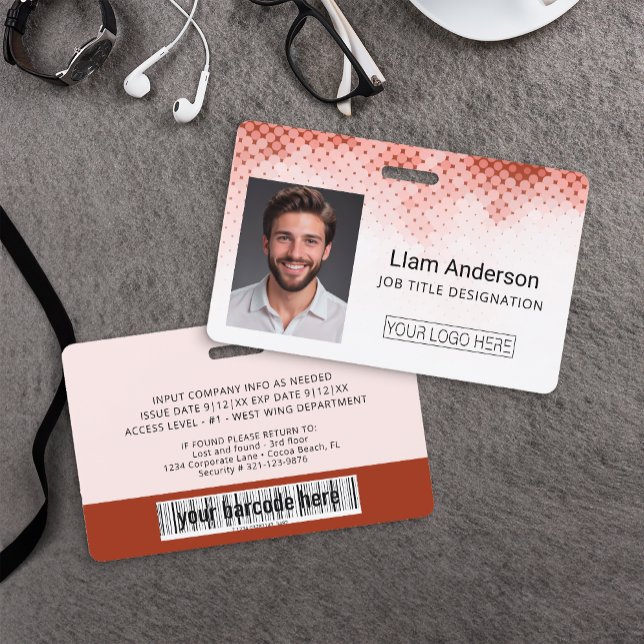 Tarjeta de identificación personalizada roja para  (Professional Company Badge)