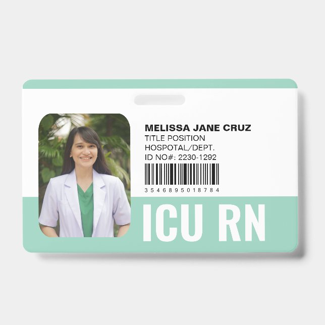 Tarjeta de identificación personalizada verde para (Parte frontal)