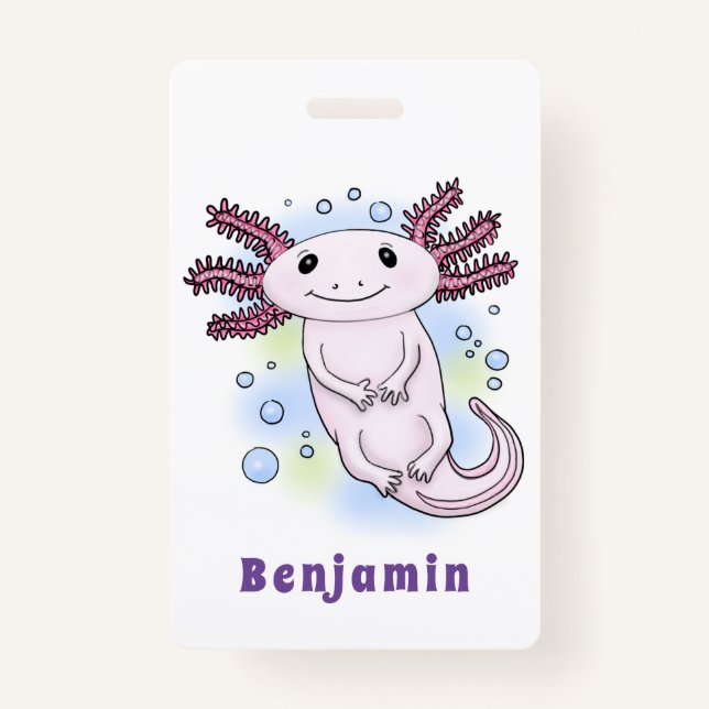 Tarjeta De Identificación Personalizado axolotópico rosa adorable (Anverso)