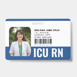 Tarjeta De Identificación Personalizado Azul Enfermera Médico Personal Médic