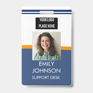 Tarjeta De Identificación personalizado azul logotipo comercial distintivo d