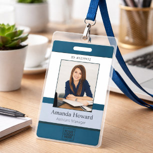 Tarjeta De Identificación Personalizado azul profesional Empresa fotográfic