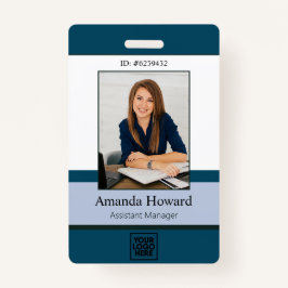 Tarjeta De Identificación Personalizado azul profesional Empresa fotográfica