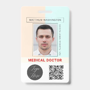 Tarjeta De Identificación Personalizado Código QR Nombre de empleado - Hospi