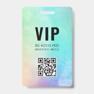 Tarjeta De Identificación Personalizado Código QR Pastel Arcoiris VIP Todo A