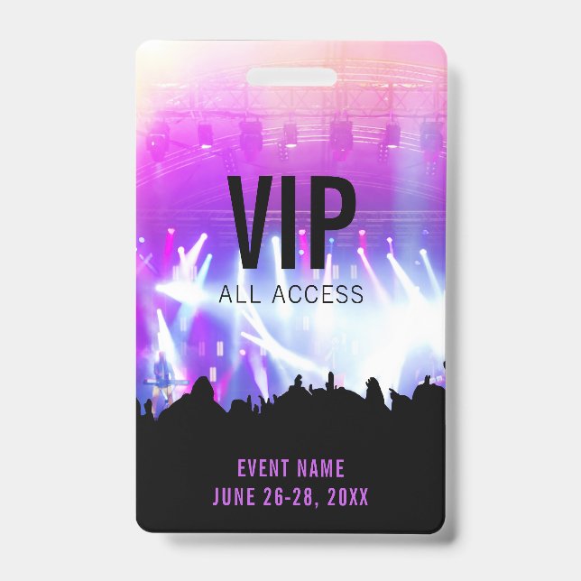 Tarjeta De Identificación Personalizado Concierto VIP Acceso para todos (Parte frontal)
