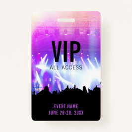 Tarjeta De Identificación Personalizado Concierto VIP Acceso para todos