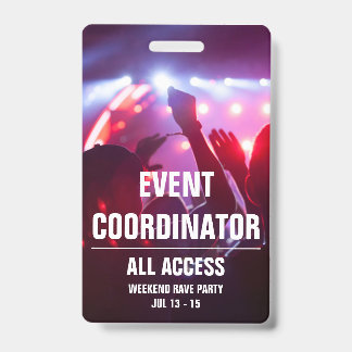 Tarjeta De Identificación Personalizado Coordinador de eventos All Access Co
