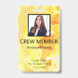 Tarjeta De Identificación Personalizado Crew Miembro Código de barras Evento