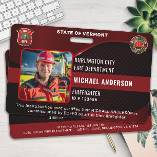 Tarjeta De Identificación Personalizado de bomberos personalizada ID de foto