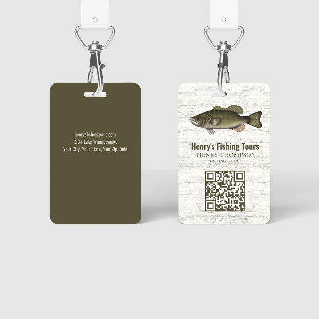 Tarjeta De Identificación Personalizado de código QR de Business Fishing Res (Fishing business ID badge.)
